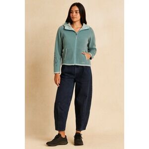 Marmot Fleece‎ Jacket Full Zip Hoodie Embroidered Womens Small Blue Gray